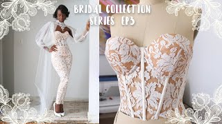 Sewing A Lace Bra Cup Corset With A Cape Bridal Jumpsuit  Bridal Collection Series [upl. by Ermine]