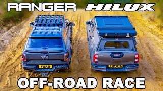 New Ford Ranger v Toyota Hilux OFFROAD RACE [upl. by Nunes]