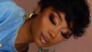 Warm Smokey Glitter Makeup Look  MakeupTiffanyJ [upl. by Beaner]