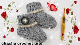 Tuto chaussettes bébés au crochet 36 mois et 69 mois [upl. by Glad20]