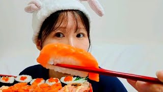 【咀嚼音サーモン·マヨ·醤油】ASMR eating sound Salmon [upl. by Adnawyt782]