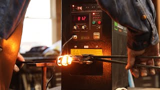 Forge Welding in the Induction Forge  blacksmithing [upl. by Joline]