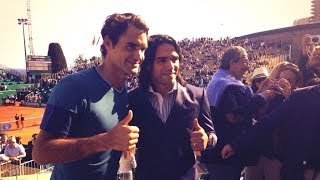 Great meeting between Falcao Roger Federer and Novak Djokovic at the MonteCarlo Rolex Masters [upl. by Bergquist]