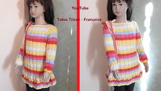 Tuto Tricot Robe enfant point ajouré amp côtes mousse en taille 246810 ans et montage Partie 2 [upl. by Spohr]