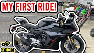 RIDING MY FIRST MOTORCYCLE HOME 2 HOURS FROM DEALERSHIP  CFMOTO 450 SS [upl. by Cowey]