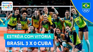 JOGOS PANAMERICANOS  VÔLEI FEMININO ESTREIA BEM COM VITÓRIA DE 3X0 SOBRE CUBA [upl. by Siegfried]