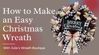 Christmas Wreath DIY  Merry Christmas Wreath  How to Make a Wreath  Curl Wreath Method [upl. by Sitelc]