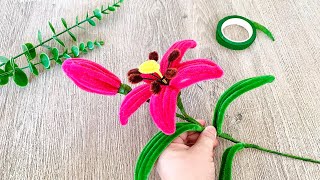 DIY Lilien Blumen✨Chenille Blumen Pfeifenputzer Stiele  DIY Geschenke [upl. by Idoux]