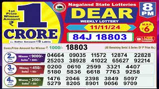 Dear Lottery Sambad Evening 8 PM today 111124 Nagaland State Lottery Result [upl. by Bellda843]