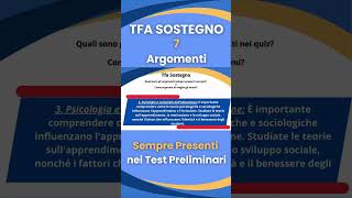 Tfa sostegno cosa studiare 7 argomenti sempre presenti nei test preliminari shorts 03 [upl. by Haleeuqa]