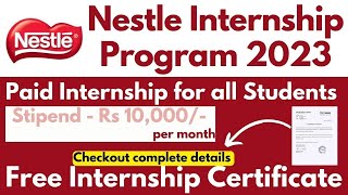 NESTLE Internship Online Apply 2023  International Students  Complete Procedure [upl. by Afatsum7]