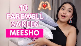 10 Farewell Sarees Try On Haul from Meesho ❤️  Isha Vinod Jain [upl. by Eanej]