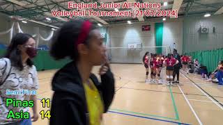 England Junior All Nations Volleyball Girls Div PINAS Semis v Asia Bronze v Mediterranean [upl. by Leinahtam131]