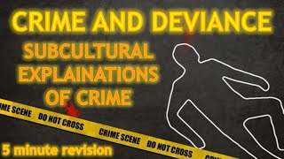 ⏱ Sociology 5 minute revision – CRIME amp DEVIANCE  SUBCULTURAL EXPLANATIONS OF CRIME👮‍♂️🚓 [upl. by Enyrhtac]