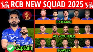 IPL 2025  Royal Challengers Bengaluru Full Squad  RCB Team New Players List 2025  RCB Team 2025 [upl. by Jamison]