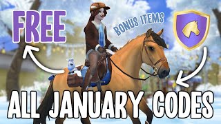 NEW 16 WORKING STAR STABLE REDEEM CODES JANUARY 2024 FREE PETS STAR RIDER ITEMS TACK CLOTHES [upl. by Fries]