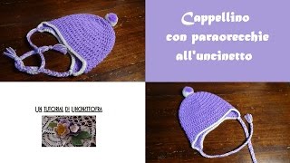 cappellino con paraorecchie alluncinetto tutorial [upl. by Erny283]