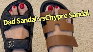 Chanel Dad Sandals and Hermes Chypre Sandals Review and Comparision 🩴💕 [upl. by Pogah]