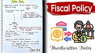 Fiscal Policy  Public Finance Budget  Indian Economy  Lec74  Handwritten notes [upl. by Anale]