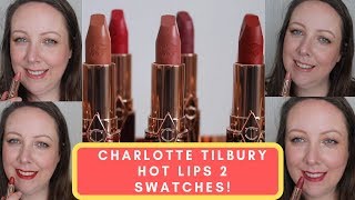 Charlotte Tilbury Hot Lips 2 swatches of entire collection [upl. by Halilahk]