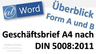 DIN 5008 Geschäftsbrief Form A und B  Word [upl. by Joab]