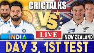 Live IND Vs NZ Day 3  1st Test  Live Scores amp Commentary  India vs New Zealand  Last 10 [upl. by Thaddus500]