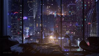 Spend The Night In This Futuristic Apartment  Tokyo CyberPunk City Ambience  Rain On Window [upl. by Paquito]