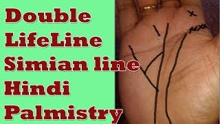 Double Life Line in palmistry  simian line in palmistry  palmreading in hindi [upl. by Ahsil]