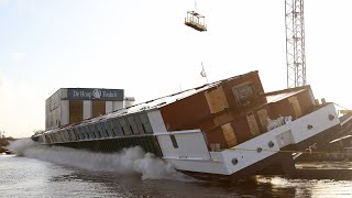 Tewaterlating van de Amadeus Imperial Riviercruiseschip bij De Hoop in Foxhol [upl. by Ynttirb937]