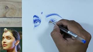 How to draw face using ball pen Episode 01 [upl. by Nessi481]