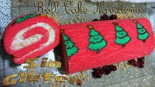 Christmas Roll CakeTronco Navideño Brazo gitano SIN GLUTEN [upl. by Hernardo]