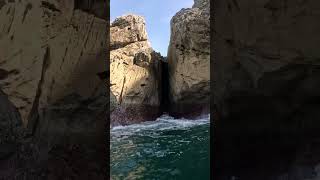 Paddle Surfer Escapes Narrow Ocean Crevice [upl. by Ezmeralda]