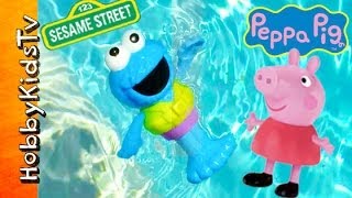 Toy Cookie Monster Swims Sesame Street Swimmers HobbyKidsTV [upl. by Joliet351]