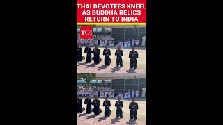 Thai Devotees Kneel As Buddha Relics Return To India  Watch [upl. by Aliban790]