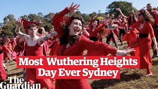 The Most Wuthering Heights Day Ever Kate Bush fans gather in red frocks to dance merrily [upl. by Melosa]