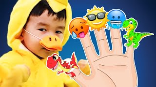 Emoji Shark Finger Family amp Rainbow Dino Lollipop Song  DoReMi Kids Songs [upl. by Fita]