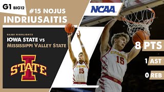 NOJUS INDRIUSAITIS game highlights Iowa State vs Mississippi Valley State G1 BIG12 Tournament NCAA [upl. by Normy804]