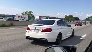 F10 m5 race exhaust  catless downpipes [upl. by Annahsohs159]