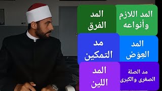 المد اللازم والمدود الفرعية مد العِوَض، مد الفَرق، مد التمكين، مد اللّين، مد الصلة الصغرى والكبرى [upl. by Oriel836]