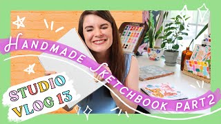 HANDMADE SKETCHBOOK FLAT LAY pt 2 How to Make a Handmade Sketchbook  Coptic Book Binding [upl. by Lupe]