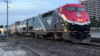 Amtrak 21 with 2 newer painted phase VII P42’s arriving into St Louis going south to San Antonio [upl. by Elleirad23]