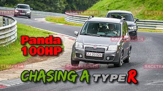 Fiat Panda 100HP chasing a Civic Type R  Nürburgring nordschleife BTG  18082024 [upl. by Hornstein]