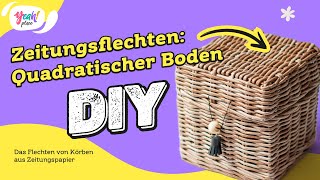 Geflochtener Boden für den Korb  Quadratische Korb aus Zeitungsrohren  DIY [upl. by Iey]