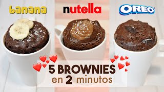 5 BROWNIES en MICROONDAS 🍫⭐  en 2 minutos [upl. by Yenittirb]