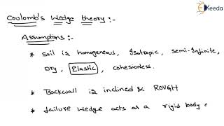 Coulombs theory and Assumptions  Geotechnical Engineering  GATE  Earth Pressure Theories [upl. by Norma308]