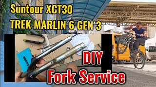 DIY Fork Service  Suntour XCT30 Coil Fork Trek Marlin 6 Gen 3 [upl. by Manvell]