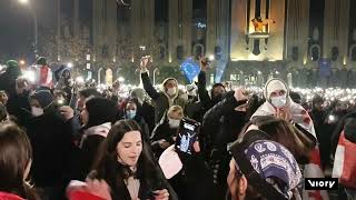 Protesters Launch Fireworks at Georgian Parliament in Tbilisi Amid Rising Tensions [upl. by Aivatnuahs]