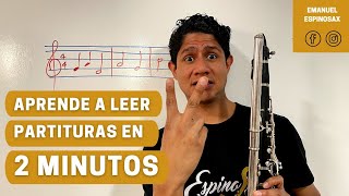 Aprende a leer partituras TAN SÓLO en 2 minutos  Espinosax [upl. by Bogusz941]