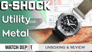 CasiOak With Fabric Strap GShock Utility Metal  Unboxing amp Review [upl. by Atsed]