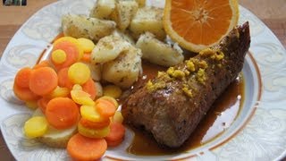 karamellisiertes Schweinefilet mit Orangensauce  Rezept und Anleitung [upl. by Anahpos]